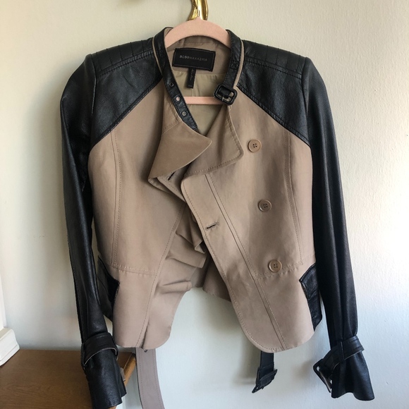 BCBGMaxAzria Jackets & Blazers - BCBG MaxAzria "Tucker" leather sleeve jacket
